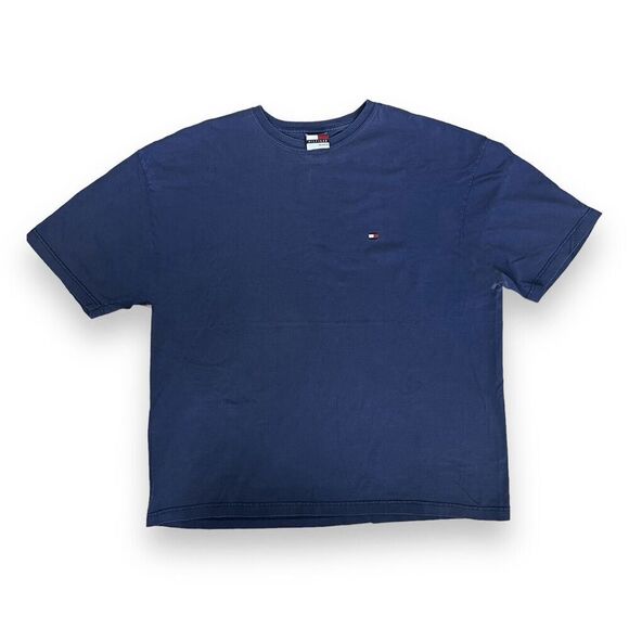 Vintage Tommy Hilfiger Men’s Navy Blue Short Sleeve T-Shirt | Size 2XL | Retro 9 - Picture 1 of 3